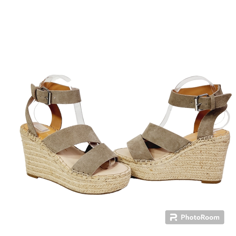 Dolce Vita Shayla Platform Espadrille Ankle Strap Beige Tan Sandals Size 7.5M